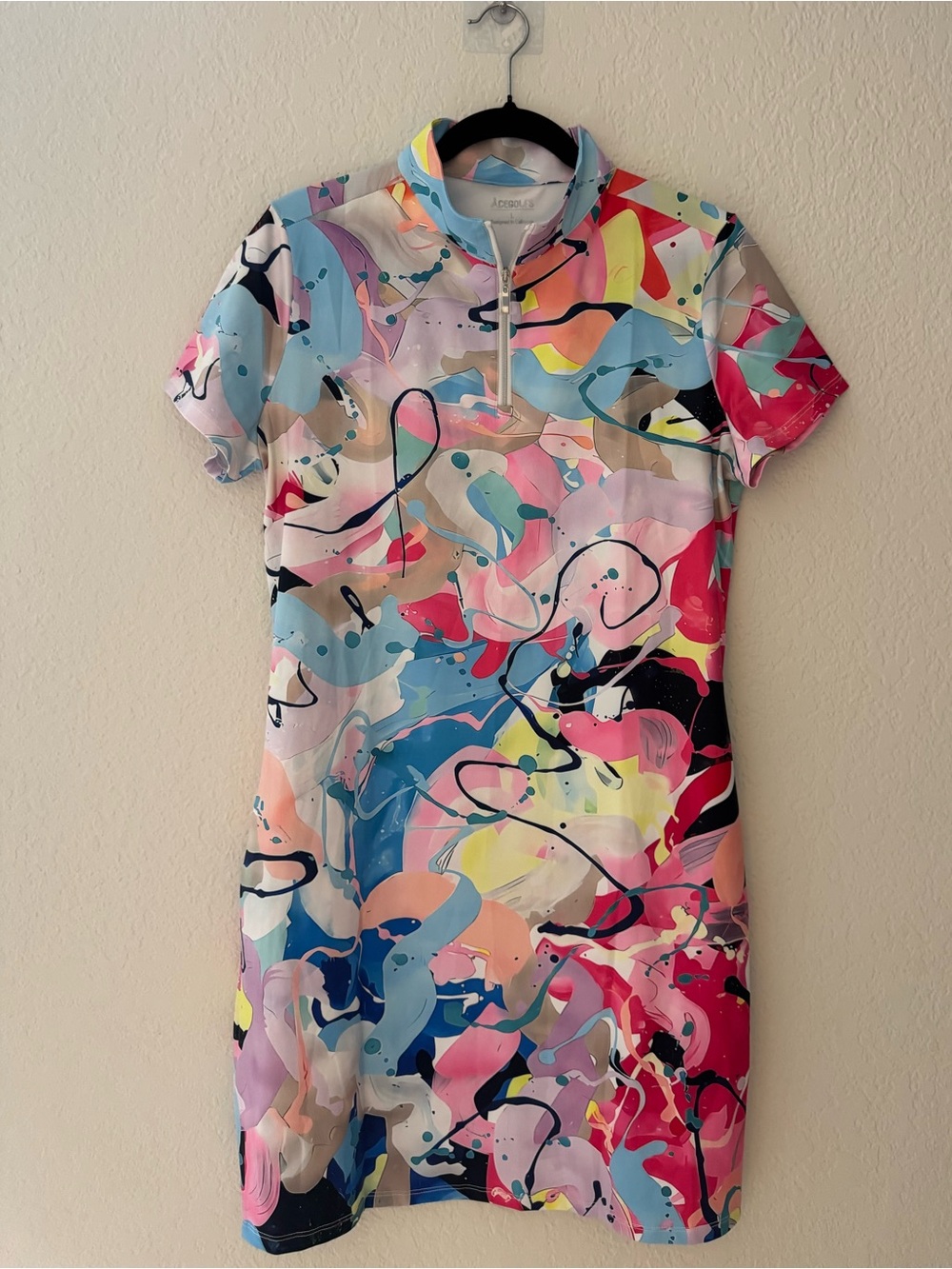 ACEGOLFS UPF 50+ Abstract Golf Tennis Pickleball Dress NWT Pockets Quarter Zip - Picture 5 of 8